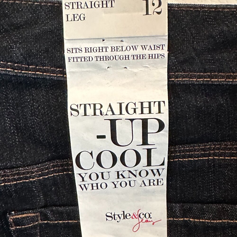 STYLE & CO Straight Up Cool Blue Jeans - 12 - Picture 5 of 7